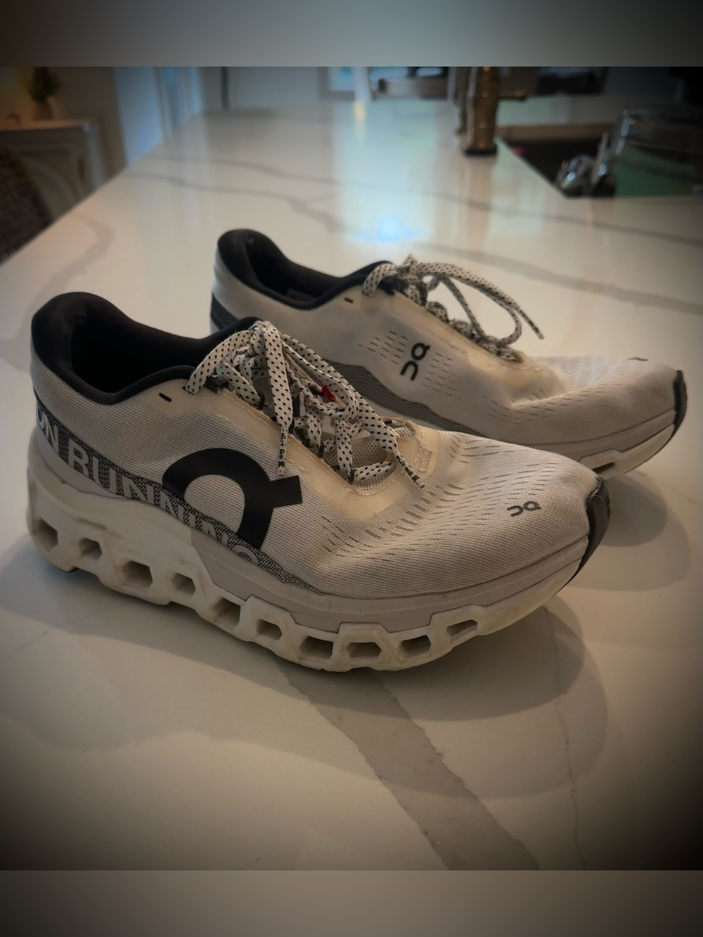 On cloudmonster Running women’s White and Black Athletic Running Shoes